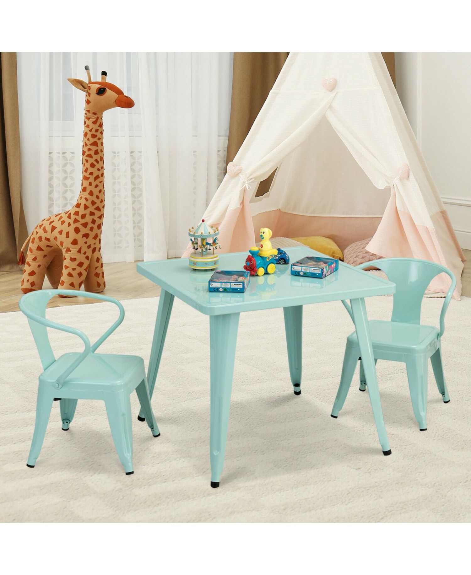 27'' Kids Square Steel Table Play Learn Activity Table-Blue