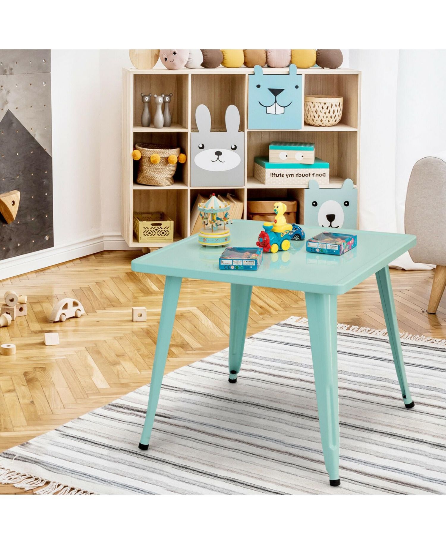 27'' Kids Square Steel Table Play Learn Activity Table-Blue
