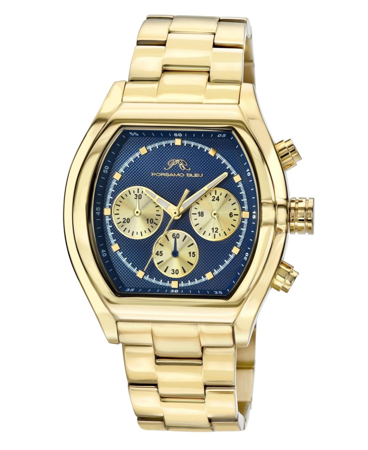 Roman Stainless Steel Gold Tone & Blue Men's Watch 1291CROS - Blue
