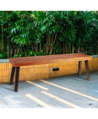 Patio Acacia Wood Dining Bench Seat with Steel Legs