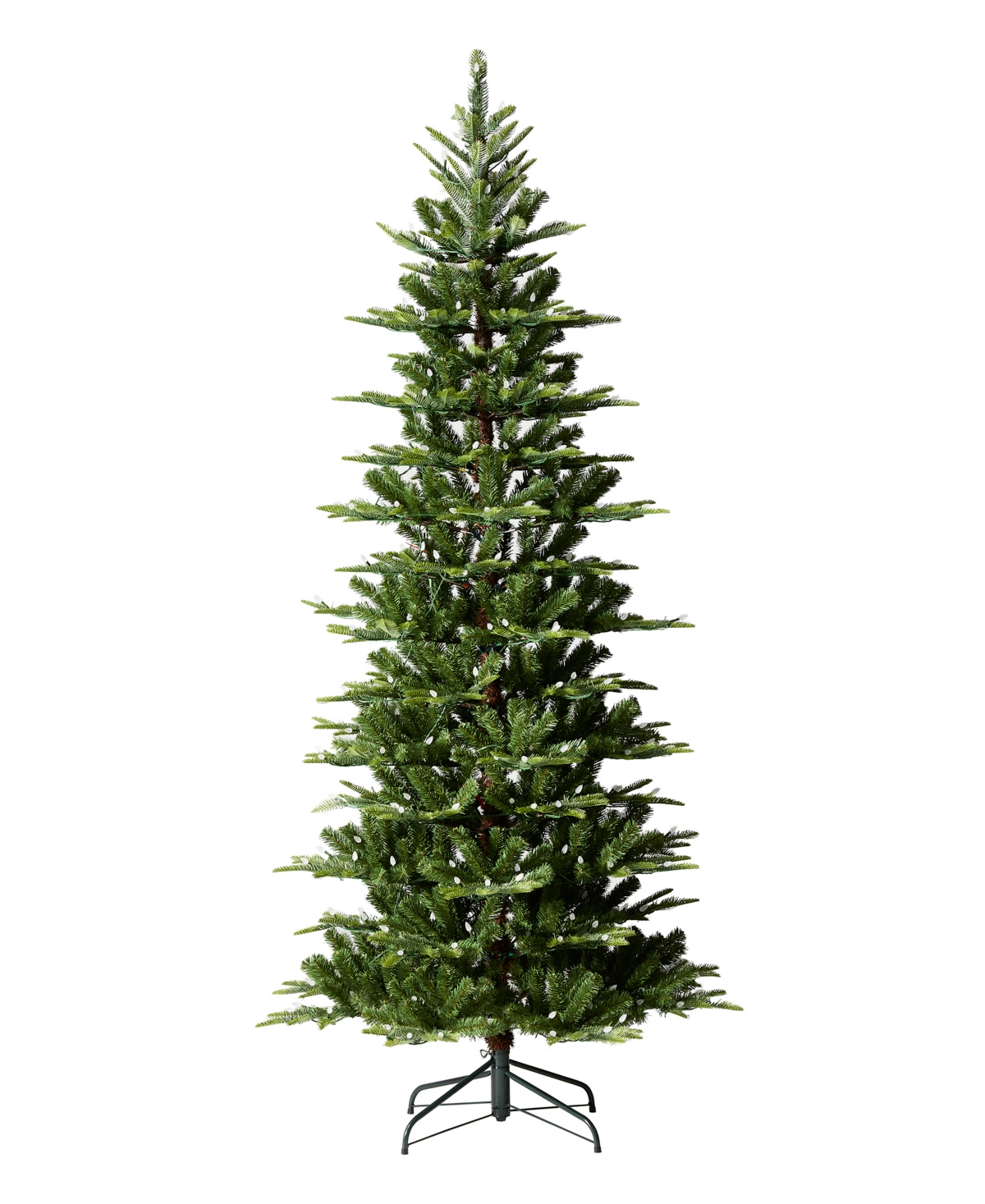 7.5ft Pre Lit Green Slim Fir Artificial Christmas Tree with 350 strawberry Lights,9 Functional Warm White Multi color, remote controller - M