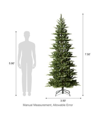 7.5ft Pre Lit Green Slim Fir Artificial Christmas Tree with 350 strawberry Lights,9 Functional Warm White Multi color, remote controller