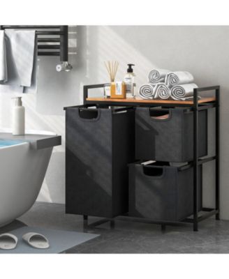 Laundry Basket Organizer Dirty Clothes Hamper with Shelf and 3 Removable Bags