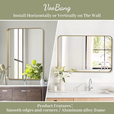 Rectangular Wall Mounted Mirror 22"x30" in Gold