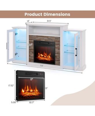 Fireplace TV Stand with Led Lights & Electric Fireplace For 65" Wall-Mounted TV