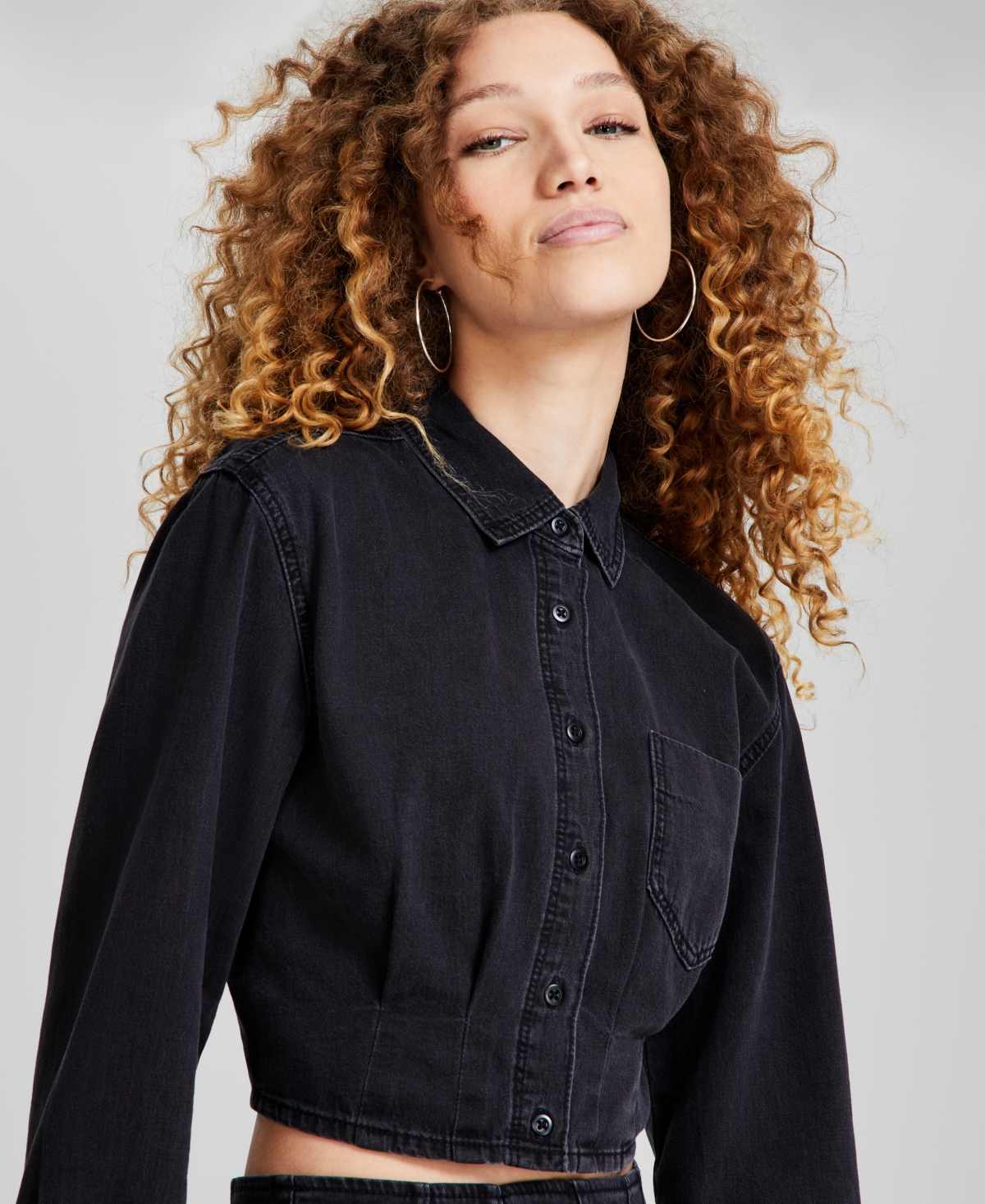 And Now This Women's Cotton Denim Corseted Shirt, Created for Macy's