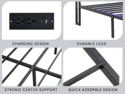 King Bed Frames With Storage and LED Platform Frame