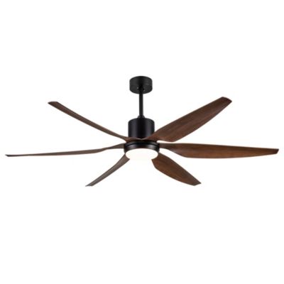 66" Vintage Ceiling Fan Lighting With Brown Blades In Integrated LED