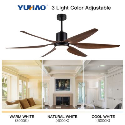 66" Vintage Ceiling Fan Lighting With Brown Blades In Integrated LED