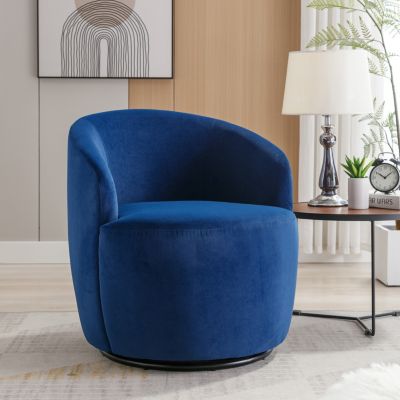 Streamdale Velvet Swivel Barrel Armchair with Metal Ring
