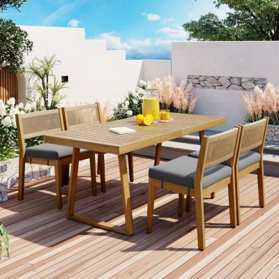Streamdale Outdoor Dining Set Acacia Wood Elegance, Thick Cushioned Comfort