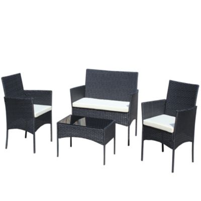 Streamdale 4-Piece Wicker Sectional Set with Glass Table