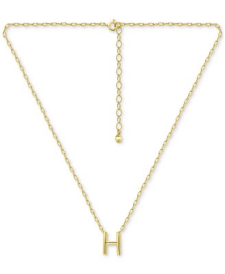Initial H Pendant Necklace in 18k Gold-Plated Sterling Silver, 16" + 2" extender
