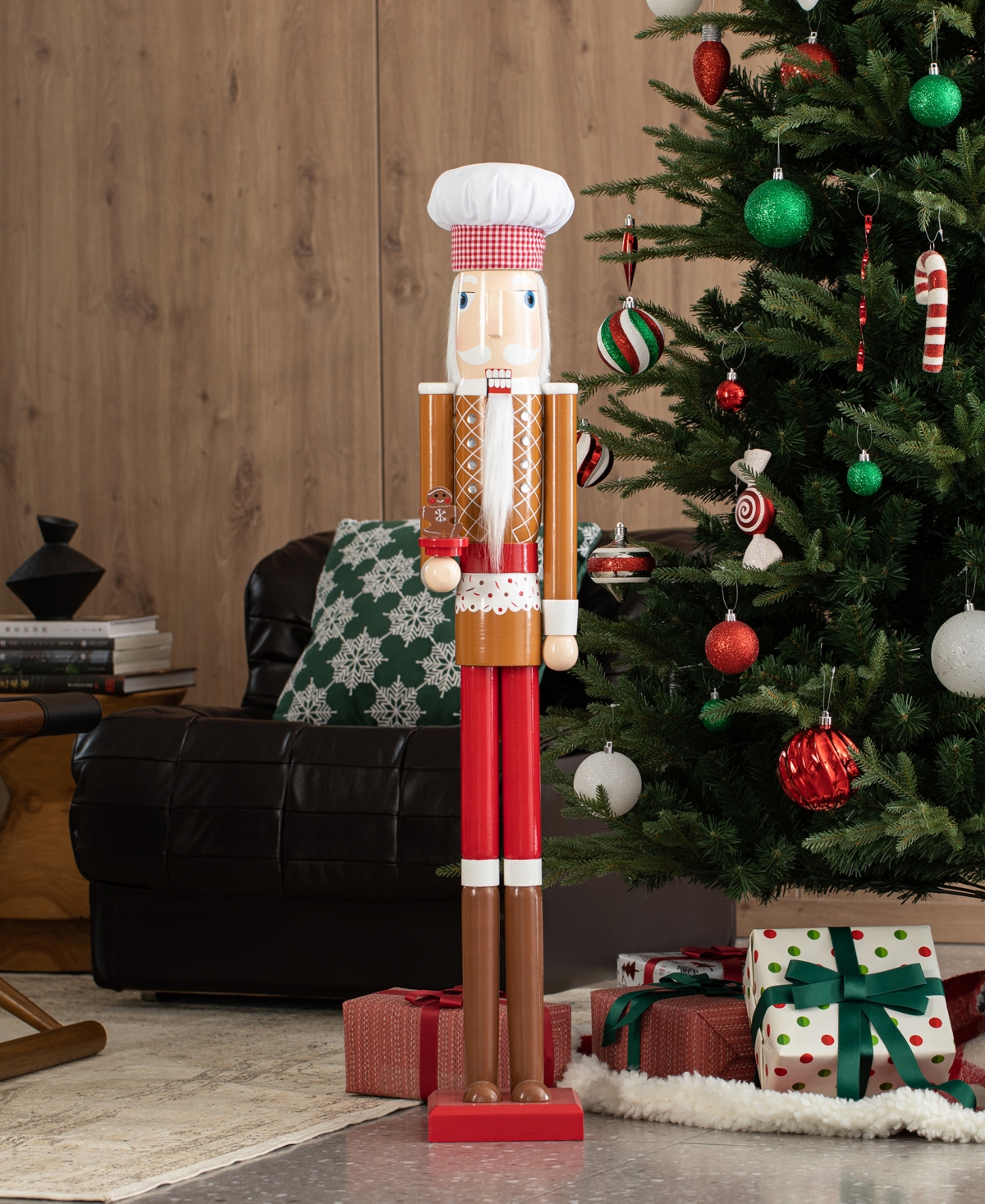 Glitzhome 42 H Wooden Christmas Gingerbread Chef Nutcracker