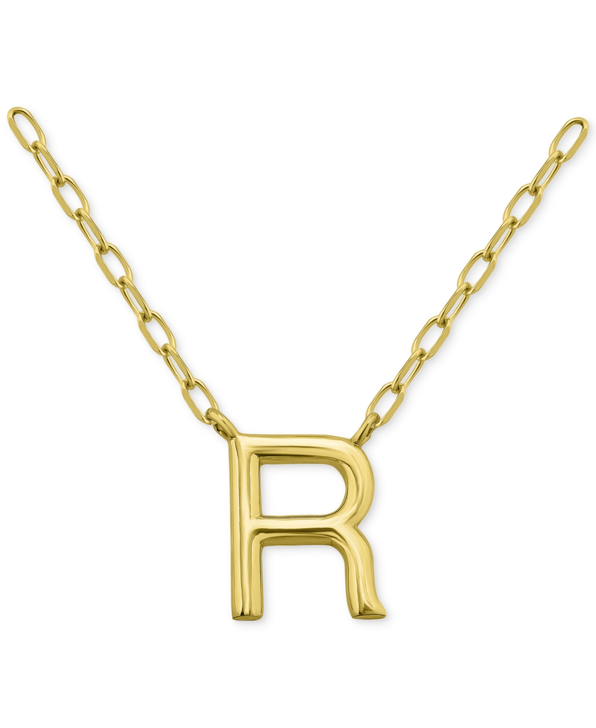 Initial R Pendant Necklace in 18k Gold-Plated Sterling Silver, 16" + 2" extender, Created for Macy's - Gold Over Silver