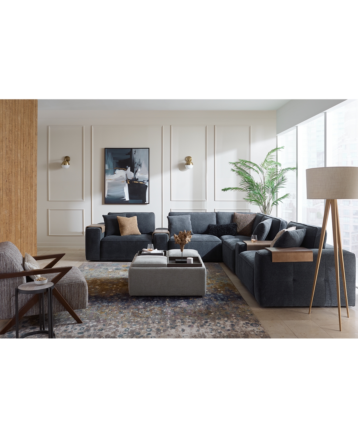 MACY'S NYCOLLE 5-PC. MODULAR FABRIC L-SHAPE SECTIONAL WITH 1 CONSOLE, CREATED FOR MACY'S 