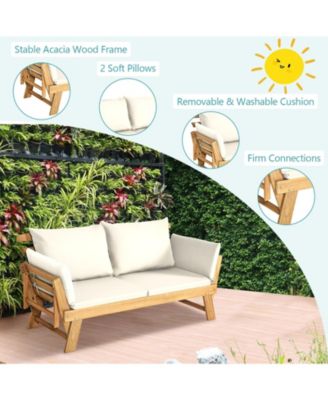 Adjustable Patio Convertible Sofa with Thick Cushion