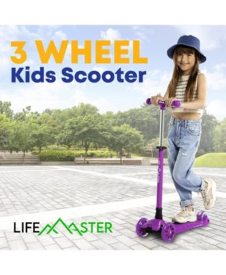 Mini 3-Wheel Kids Scooter with LED light-up wheels, 4-height adjustable handlebar, anti-slip deck & safety brake, for ages 2+, teal