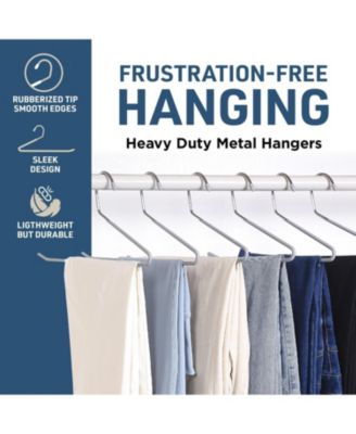 Metal Pants Hanger Set - 30 Pieces Elegant Non-Slip Closet Space Saving Hanger Set for Pants, Trouser, Blankets, and Jeans with Open Ended Sleek Design - Gray