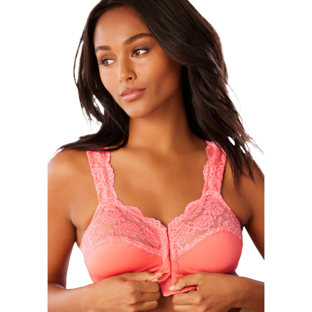 Plus Size Front Close Wireless Gel Strap Bra - Aquatic green