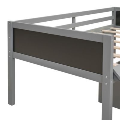 Streamdale Twin Size Loft Bed Wood Bed With Two Storage Boxes