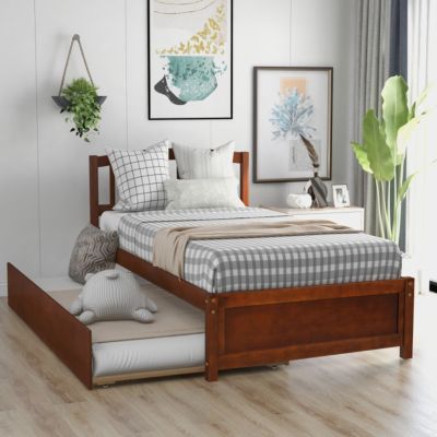 Streamdale Twin Size Platform Bed Wood Bed Frame With Trundle