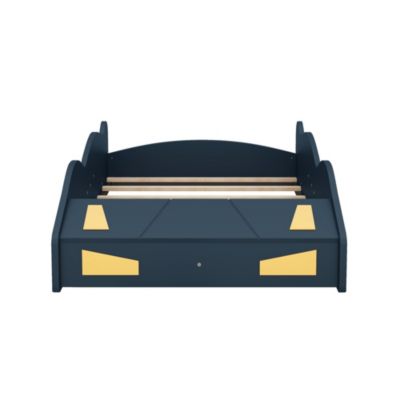 Streamdale Blue & Yellow Race Car Platform Bed with Storage