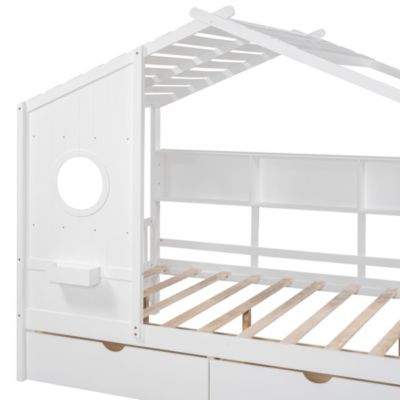 Streamdale Full-Size Wooden House Bed with Drawers and Storage