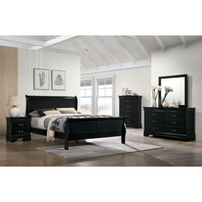 Streamdale Louis Philippe Queen Bed Solid Wood Sleigh Bed