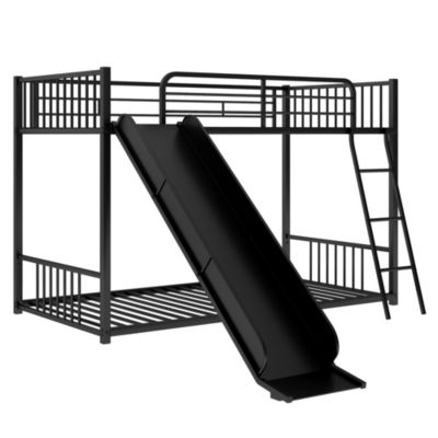 Streamdale Metal Bunk Bed With Slide, Twin Over Twin