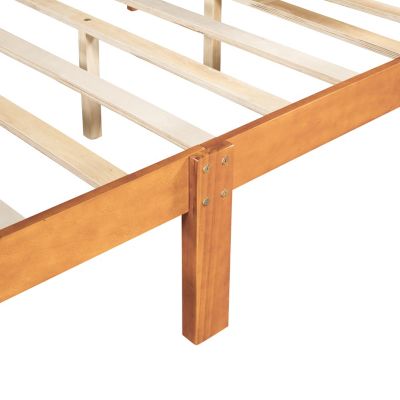 Streamdale Full Size Wood Platform Bed With Headboard And Wooden Slat Support