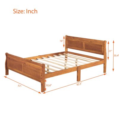 Streamdale Full Size Wood Platform Bed With Headboard And Wooden Slat Support