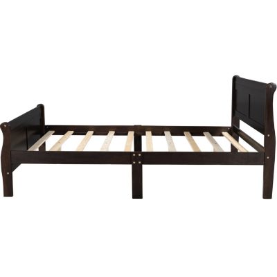 Streamdale Queen Size Wood Platform Bed With Headboard And Wooden Slat Support