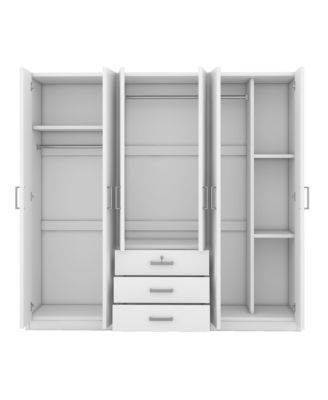 Streamdale 6-Doors Wooden Wardrobe Storage for Bedroom, with Big Drawers, White