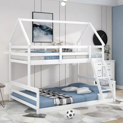 Streamdale Twin Over Full House Bunk Bed With Built-In Ladder