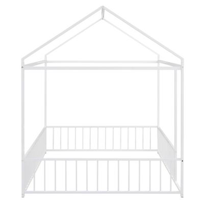 Streamdale Metal House Bed Frame with Fence for Kids