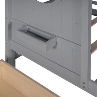 Streamdale Wooden Twin Size House Bed With 2 Drawers, Kids Bed With Storage Shelf