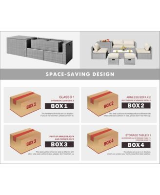 8PCS Patio Rattan Furniture Set Storage Waterproof Cover