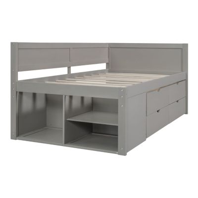 Streamdale Twin Size Daybed With Drawers And Shelves, Gray
