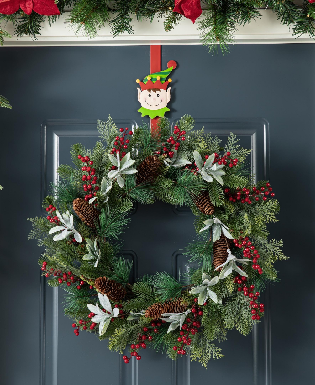 Glitzhome 14 H Set Of 3 Christmas Metal Elf, Snowman Santa Wreath Hanger In Multi
