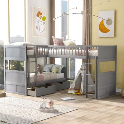 Streamdale Twin Size Bunk Bed With A Loft Bed Attached, With Two Drawers