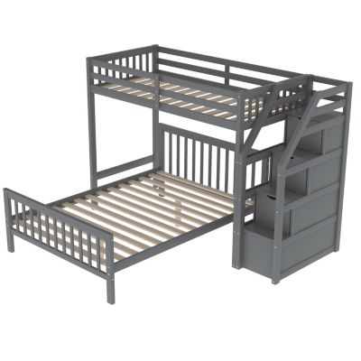 Streamdale Twin Over Full Loft Bed With Staircase