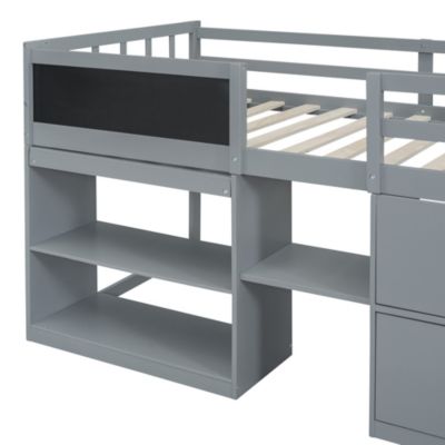 Streamdale Twin Size Low Loft Bed With Rolling Desk, Shelf And Drawers