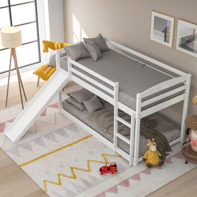Streamdale Twin Over Twin Bunk Bed With Convertible Slide And Ladder