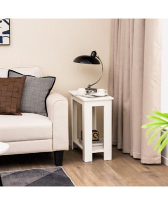 2-Tier Modern Compact End Table with Storage Shelf