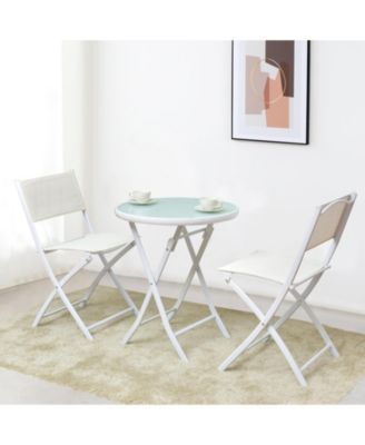 3 Pieces Patio Folding Bistro Set for Balcony or Outdoor Space