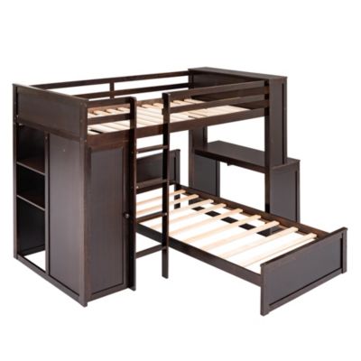 Streamdale Twin Size Loft Bed With A Stand-Alone Bed, Shelves, Desk, And Wardrobe