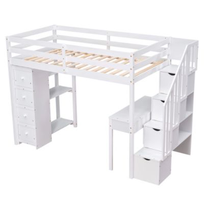 Streamdale Twin Loft Bed with Storage, Desk, and Stairs