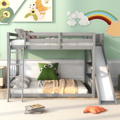 Streamdale Full Over Full Bunk Bed With Ladder, Slide And Shelves