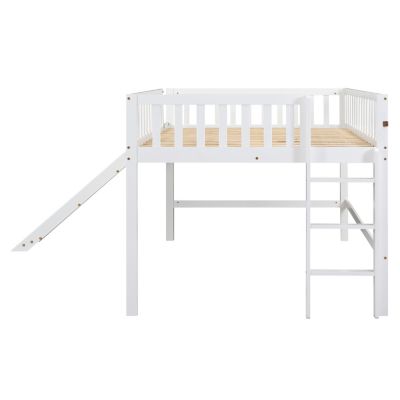 Streamdale Full Size Low Loft Bed With Ladder And Slide